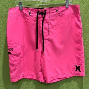Like New Mens Hurley HOT Pink Neon Board Shorts Swim Trunks Size 34